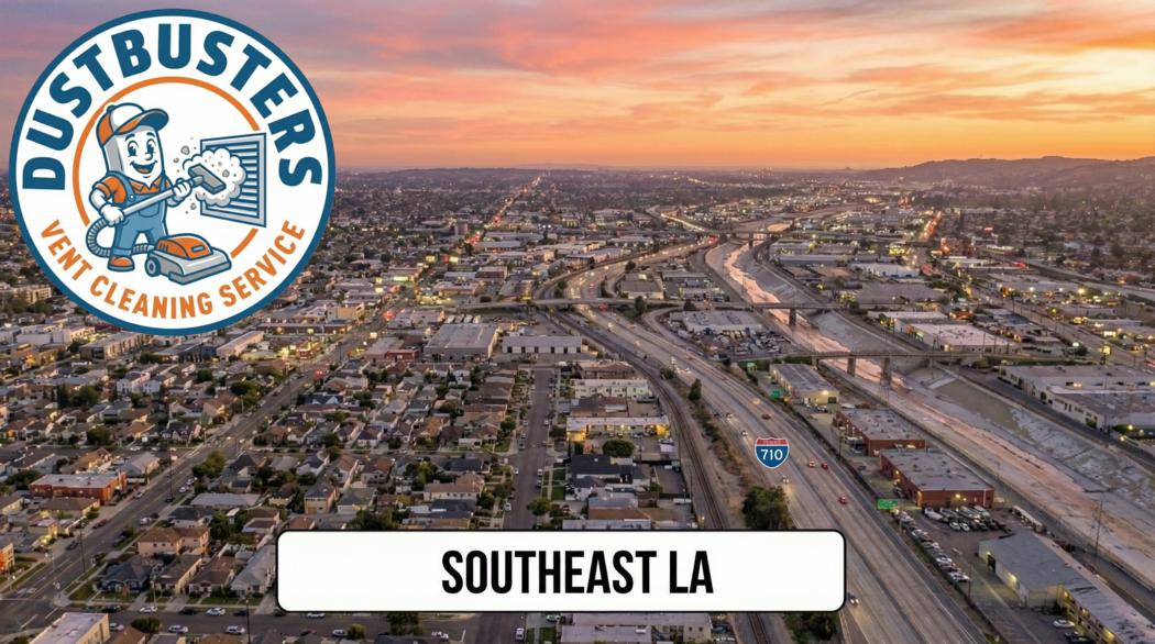 Dryer vent duct being cleaned to remove lint and restore airflow